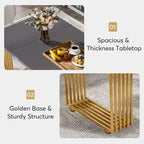 Table à manger rectangulaire blanche et dorée, style moderne, 6 à 8 places