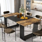 Table à manger rectangulaire blanche et dorée, style moderne, 6 à 8 places