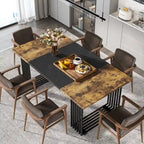 Table à manger rectangulaire blanche et dorée, style moderne, 6 à 8 places