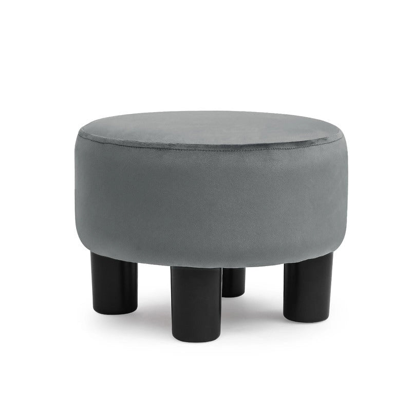 Repose-pieds rond en velours – Gris / Orange / Noir et Bleu / Rouge / Jaune, 1 place