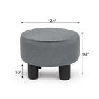 Repose-pieds rond en velours – Gris / Orange / Noir et Bleu / Rouge / Jaune, 1 place