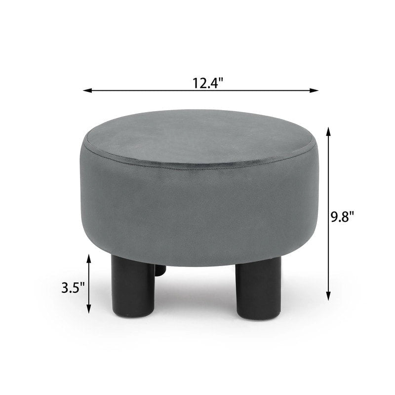 Repose-pieds rond en velours – Gris / Orange / Noir et Bleu / Rouge / Jaune, 1 place