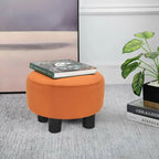 Repose-pieds rond en velours – Gris / Orange / Noir et Bleu / Rouge / Jaune, 1 place