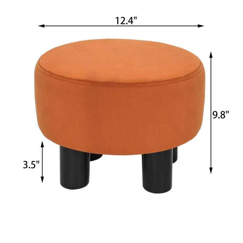 Repose-pieds rond en velours – Gris / Orange / Noir et Bleu / Rouge / Jaune, 1 place