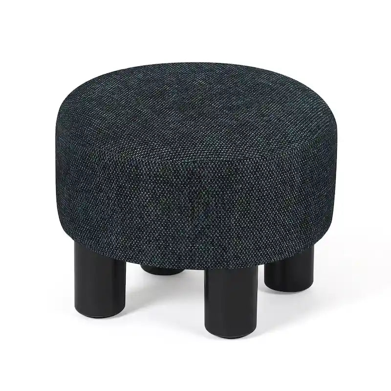 Repose-pieds rond en velours – Gris / Orange / Noir et Bleu / Rouge / Jaune, 1 place