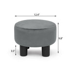 Repose-pieds rond en velours – Gris / Orange / Noir et Bleu / Rouge / Jaune, 1 place