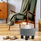 Repose-pieds rond en velours – Gris / Orange / Noir et Bleu / Rouge / Jaune, 1 place
