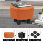 Repose-pieds rond en velours – Gris / Orange / Noir et Bleu / Rouge / Jaune, 1 place