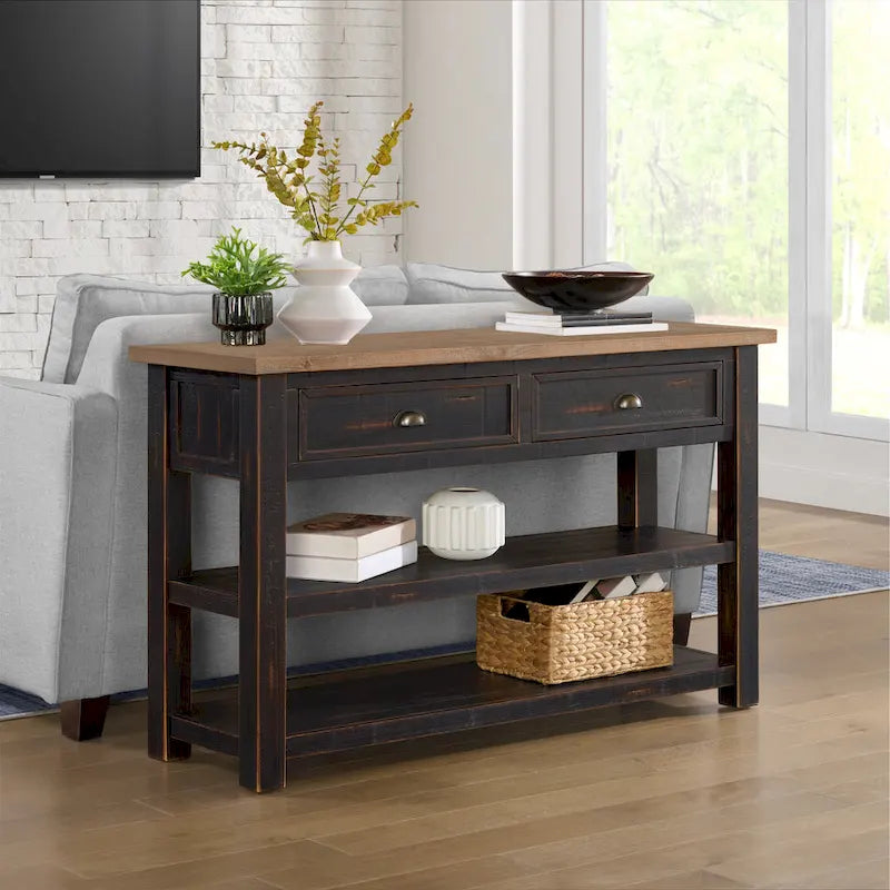 Table console de canapé à 2 tiroirs, multicolore, pour 1