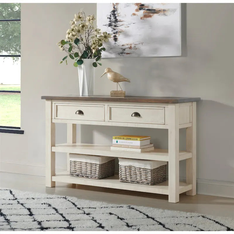 Table console de canapé à 2 tiroirs, multicolore, pour 1