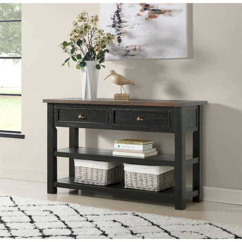 Table console de canapé à 2 tiroirs, multicolore, pour 1