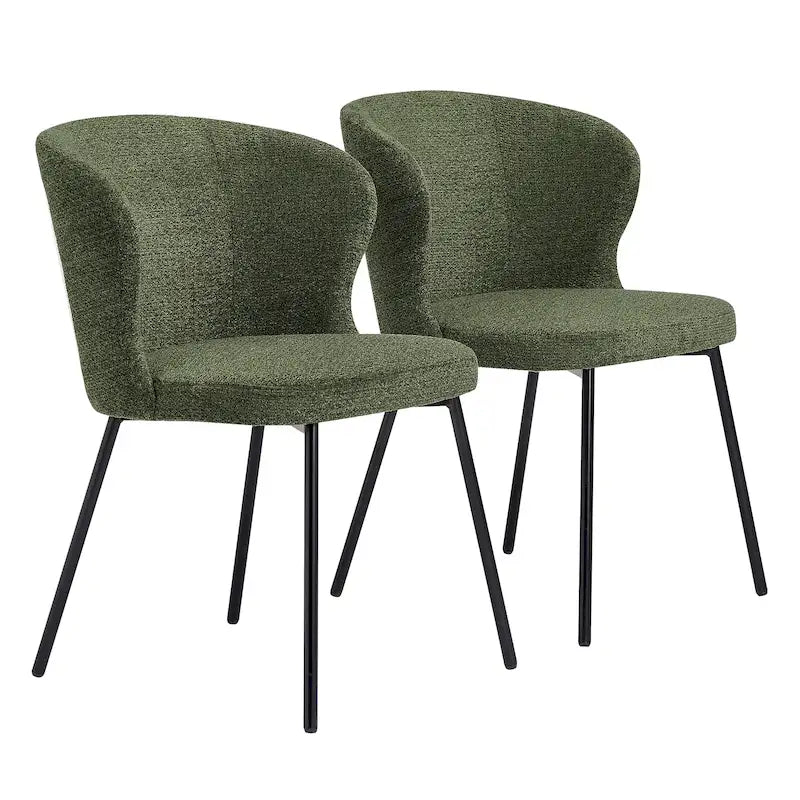 Chaise de salle à manger sans accoudoirs Vert/Beige/Gris/Bleu foncé/Blanc cassé/Marron, style moderne, lot de 2