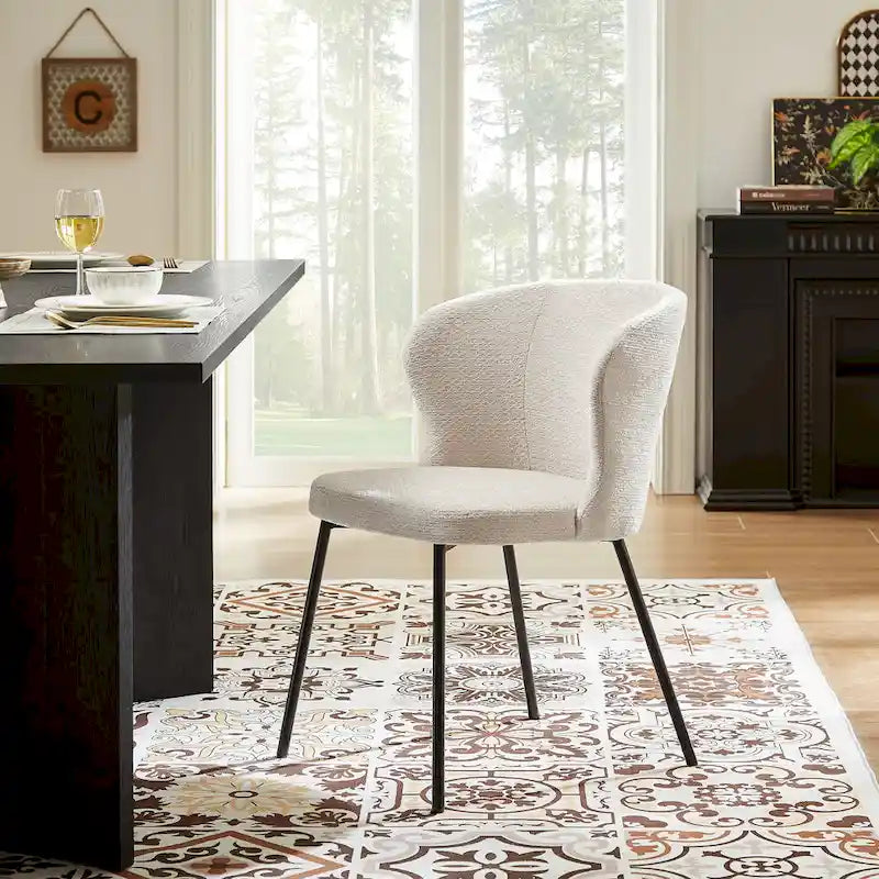 Chaise de salle à manger sans accoudoirs Vert/Beige/Gris/Bleu foncé/Blanc cassé/Marron, style moderne, lot de 2