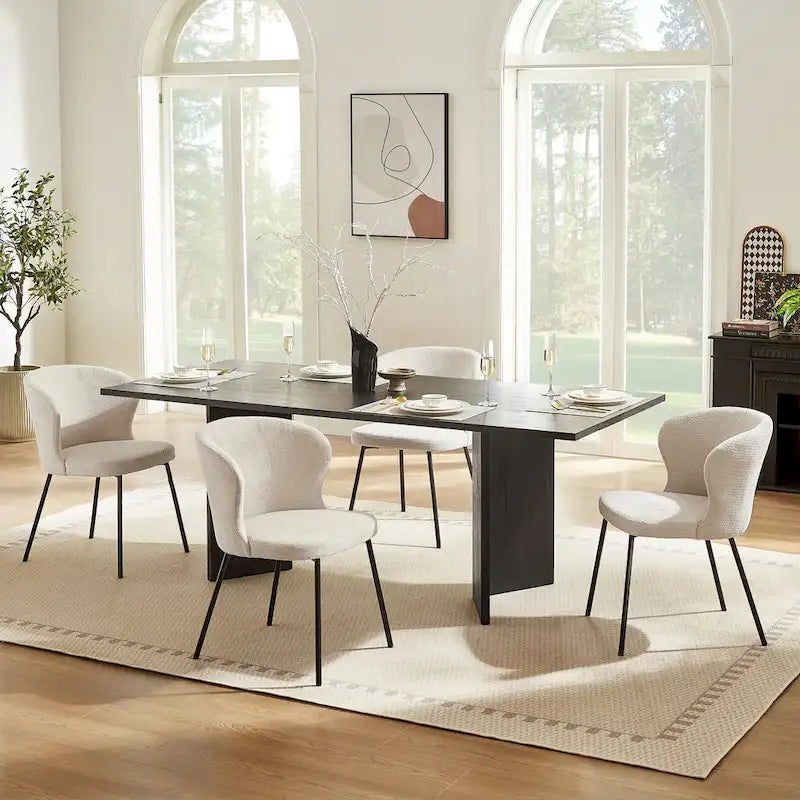 Chaise de salle à manger sans accoudoirs Vert/Beige/Gris/Bleu foncé/Blanc cassé/Marron, style moderne, lot de 2