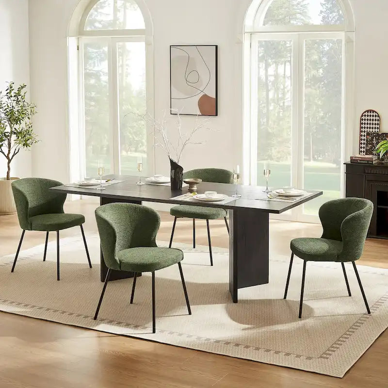 Chaise de salle à manger sans accoudoirs Vert/Beige/Gris/Bleu foncé/Blanc cassé/Marron, style moderne, lot de 2