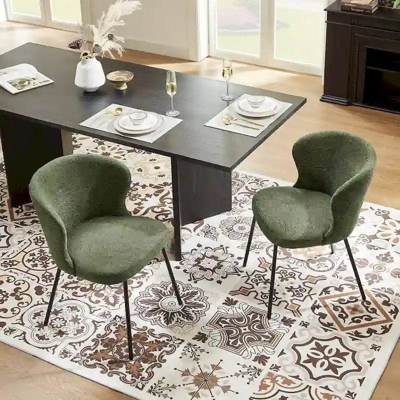 Chaise de salle à manger sans accoudoirs Vert/Beige/Gris/Bleu foncé/Blanc cassé/Marron, style moderne, lot de 2