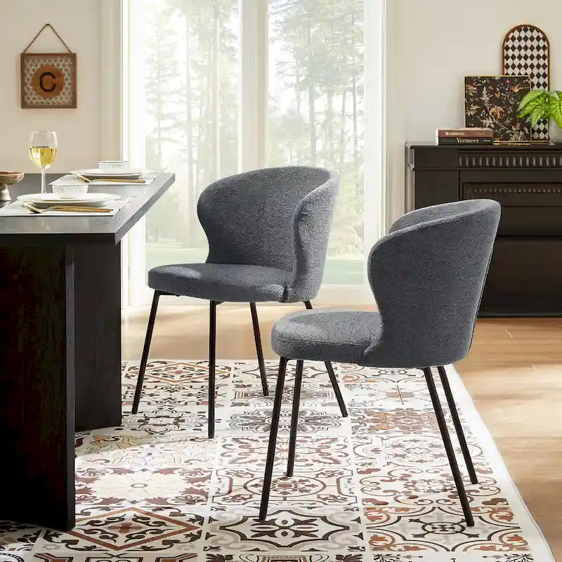 Chaise de salle à manger sans accoudoirs Vert/Beige/Gris/Bleu foncé/Blanc cassé/Marron, style moderne, lot de 2