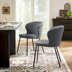Chaise de salle à manger sans accoudoirs Vert/Beige/Gris/Bleu foncé/Blanc cassé/Marron, style moderne, lot de 2