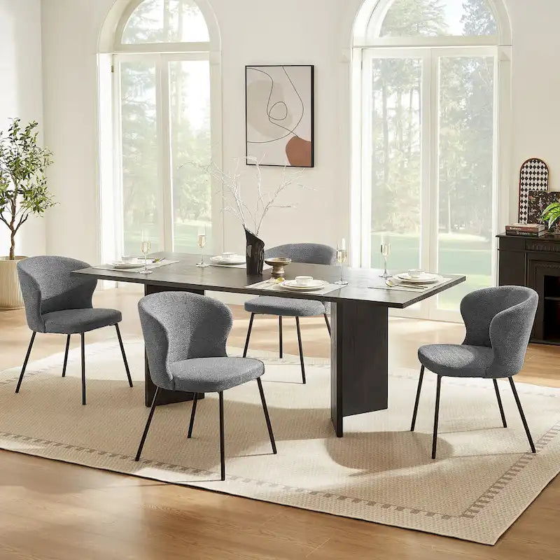 Chaise de salle à manger sans accoudoirs Vert/Beige/Gris/Bleu foncé/Blanc cassé/Marron, style moderne, lot de 2