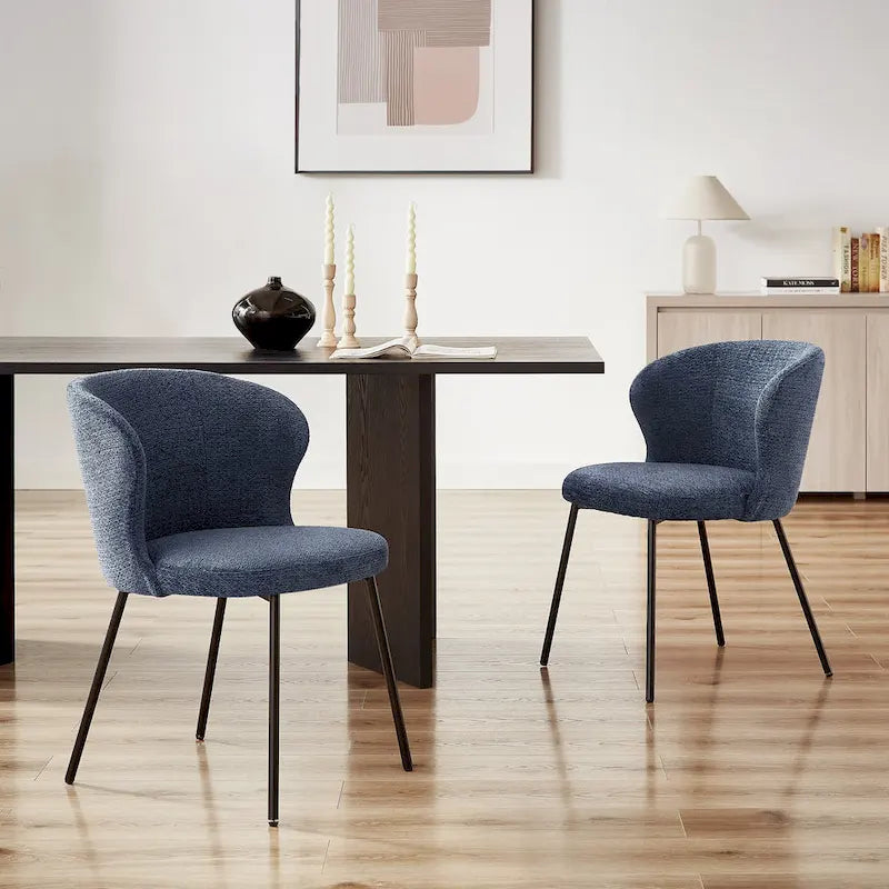 Chaise de salle à manger sans accoudoirs Vert/Beige/Gris/Bleu foncé/Blanc cassé/Marron, style moderne, lot de 2