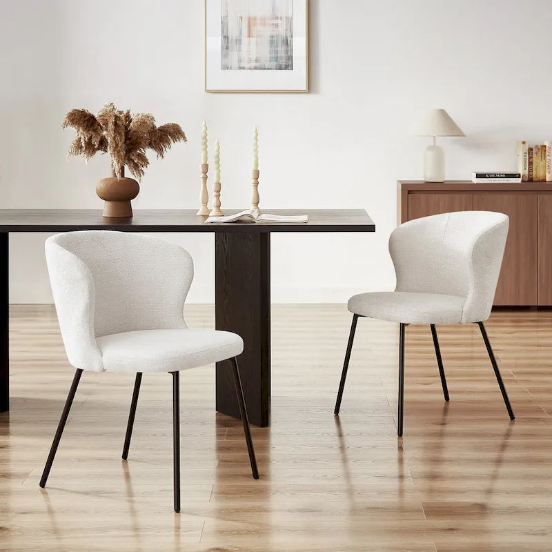 Chaise de salle à manger sans accoudoirs Vert/Beige/Gris/Bleu foncé/Blanc cassé/Marron, style moderne, lot de 2