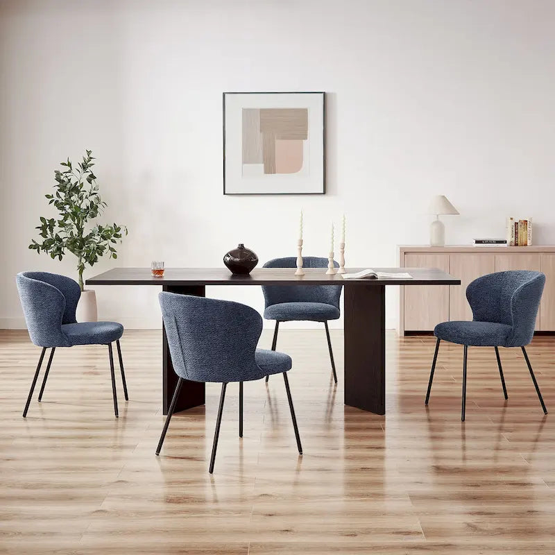 Chaise de salle à manger sans accoudoirs Vert/Beige/Gris/Bleu foncé/Blanc cassé/Marron, style moderne, lot de 2