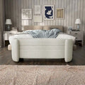 Banc de rangement en bouclé beige / gris obsidienne, 2 places