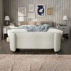 Banc de rangement en bouclé beige / gris obsidienne, 2 places