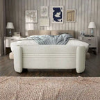 Banc de rangement en bouclé beige / gris obsidienne, 2 places