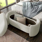 Banc de rangement en bouclé beige / gris obsidienne, 2 places