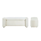 Banc de rangement en bouclé beige / gris obsidienne, 2 places