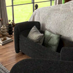 Banc de rangement en bouclé beige / gris obsidienne, 2 places
