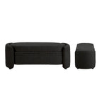Banc de rangement en bouclé beige / gris obsidienne, 2 places