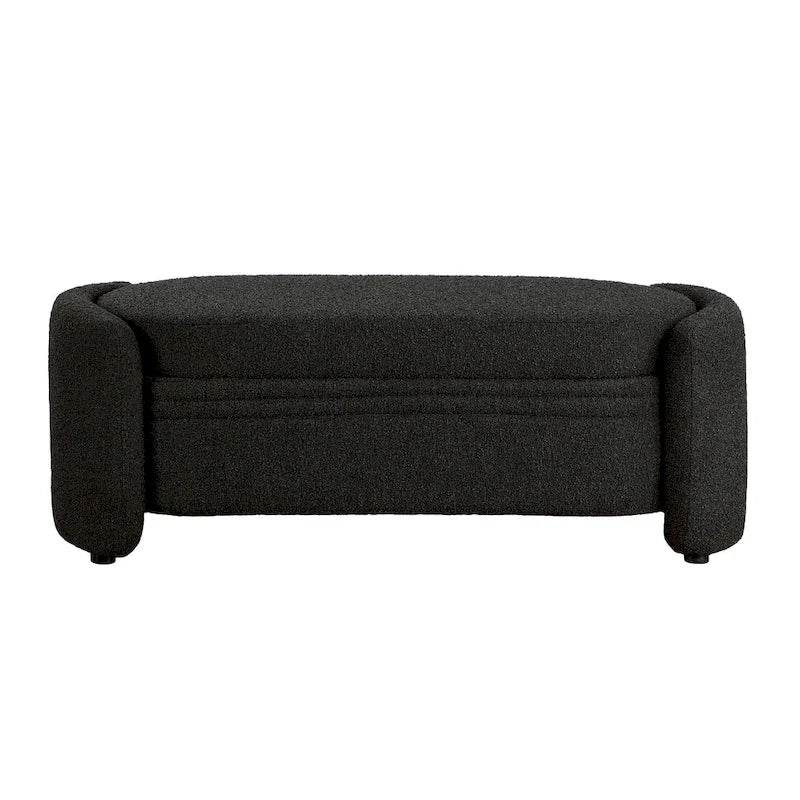 Banc de rangement en bouclé beige / gris obsidienne, 2 places
