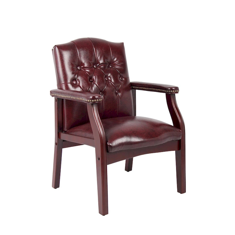 Chaise d'appoint en similicuir marron capitonnée, une place