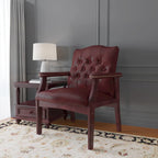Chaise d'appoint en similicuir marron capitonnée, une place