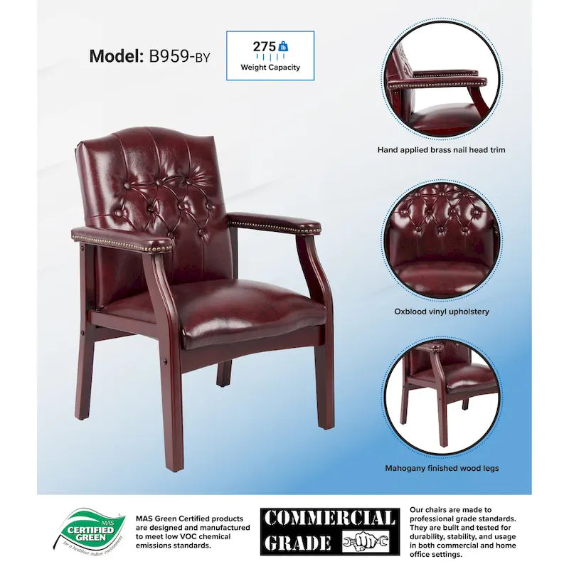 Chaise d'appoint en similicuir marron capitonnée, une place