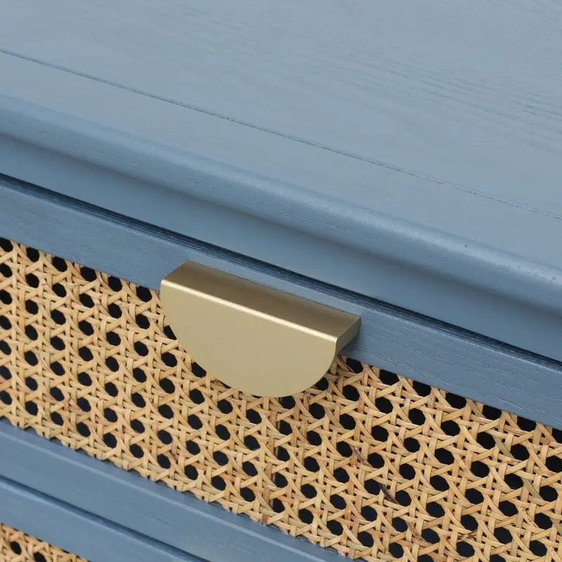 Table de chevet en rotin avec 2 tiroirs et une étagère, table de nuit individuelle