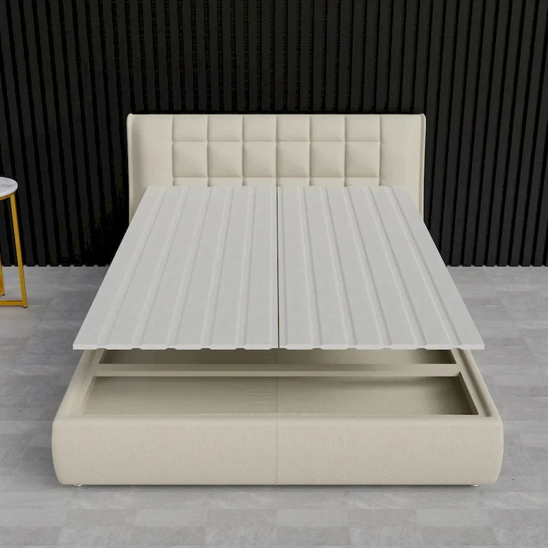 Lattes de lit verticales en bois naturel avec housse – Lit simple / double / grand lit / très grand lit, 1 personne