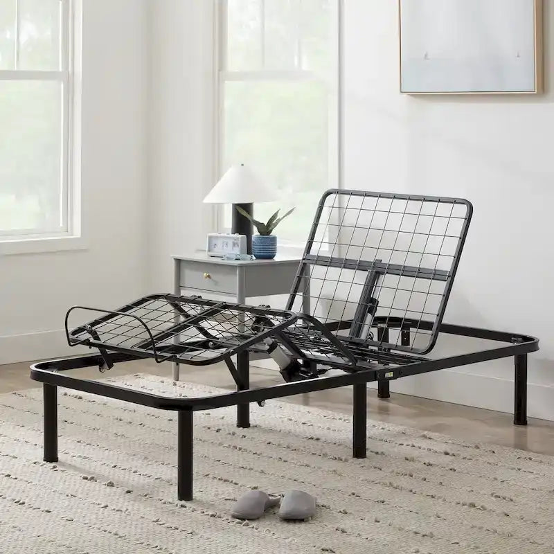 Sommier réglable en acier noir, 1 personne