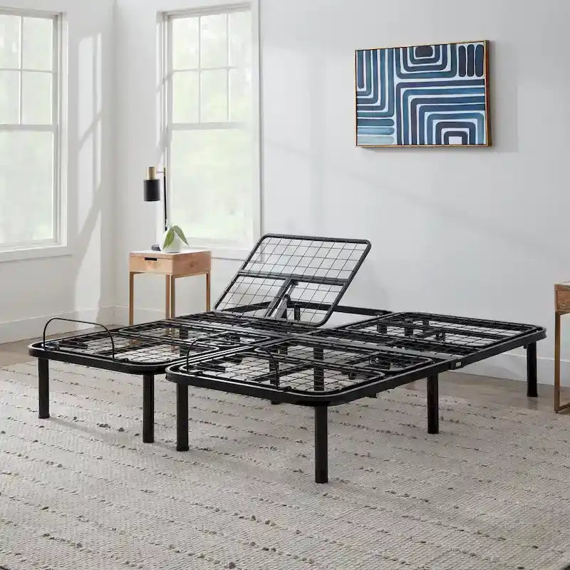 Sommier réglable en acier noir, 1 personne