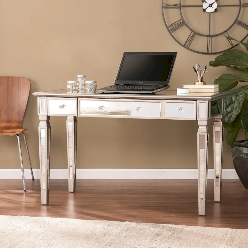 Bureau / Coiffeuse Miroir Glam Argenté — 1 personne