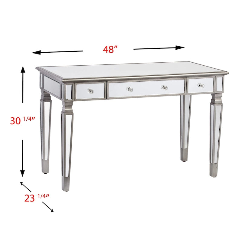 Bureau / Coiffeuse Miroir Glam Argenté — 1 personne