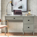 Bureau à 3 tiroirs de style Mid-Century Gris Anthracite / Menthe / Blanc / Bleu (1 personne)