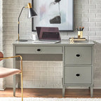Bureau à 3 tiroirs de style Mid-Century Gris Anthracite / Menthe / Blanc / Bleu (1 personne)