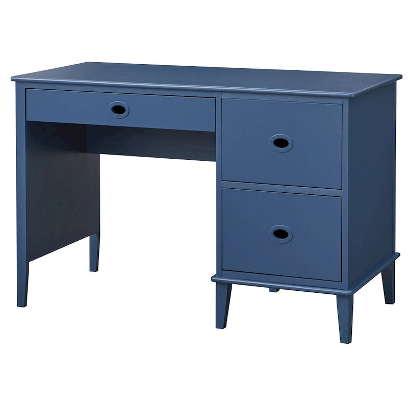 Bureau à 3 tiroirs de style Mid-Century Gris Anthracite / Menthe / Blanc / Bleu (1 personne)
