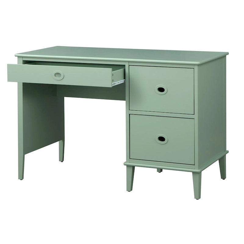 Bureau à 3 tiroirs de style Mid-Century Gris Anthracite / Menthe / Blanc / Bleu (1 personne)