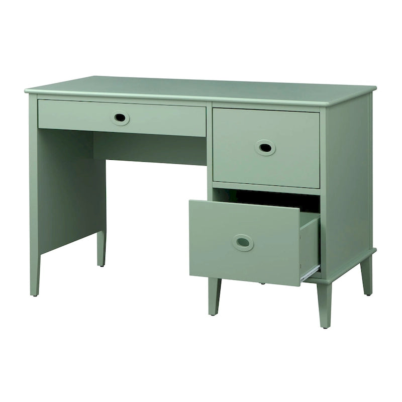 Bureau à 3 tiroirs de style Mid-Century Gris Anthracite / Menthe / Blanc / Bleu (1 personne)