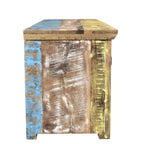 Meuble TV en bois de manguier massif, ton bois naturel, 1 pièce, 152 cm (L) x 46 cm (P) x 56 cm (H)