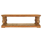 Table basse à pieds balustre en bois naturel / charbon de bois / blanc antique
